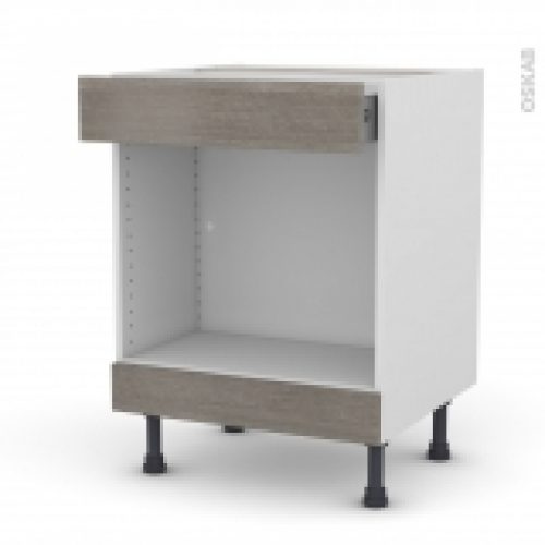 Meuble De Cuisine Bas Mo Encastrable Niche 45 Stilo Noyer Naturel 1 Tiroir Haut L60 X H70 X P58 Cm