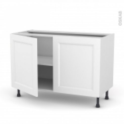 Meuble De Cuisine Bas Static Blanc 2 Portes L120 X H70 X P58 Cm