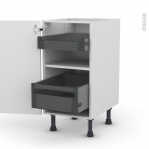 Meuble De Cuisine Bas Static Blanc 2 Tiroirs A L Anglaise L40 X H70 X P58 Cm