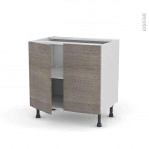 Meuble De Cuisine Bas Stilo Noyer Naturel 2 Portes L80 X H70 X P58 Cm