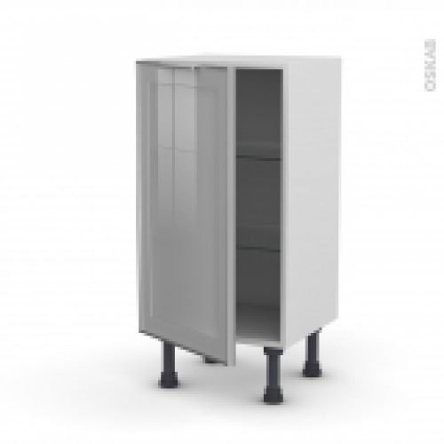 Meuble De Cuisine Bas Vitre Facade Alu 1 Porte L40 X H70 X P37 Cm Sokleo