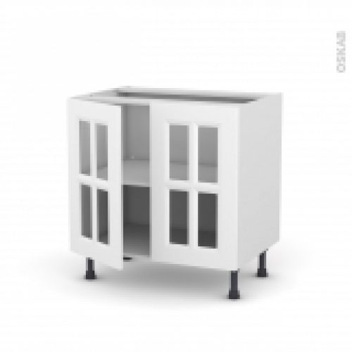 Meuble De Cuisine Bas Vitre Static Blanc 2 Portes L80 X H70 X P58 Cm