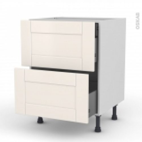 Meuble De Cuisine Casserolier Filipen Ivoire 2 Tiroirs 1 Tiroir A L Anglaise L60 X H70 X P58 Cm