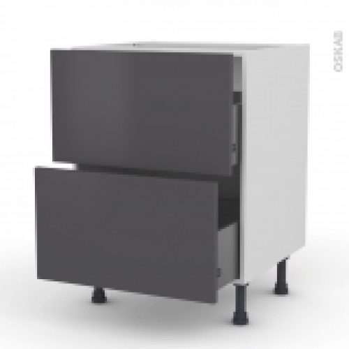 Meuble De Cuisine Casserolier Ginko Gris 2 Tiroirs L60 X H70 X P58 Cm
