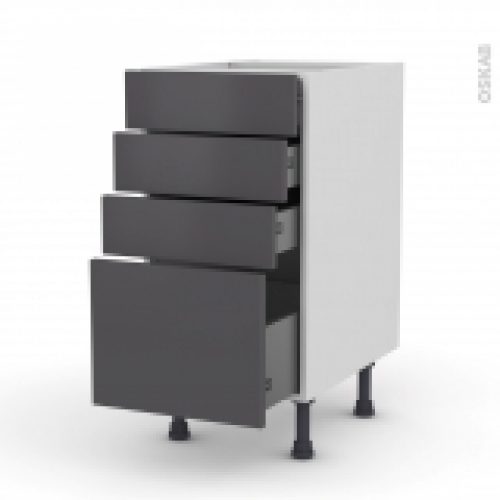 Meuble De Cuisine Casserolier Ginko Gris 4 Tiroirs L40 X H70 X P58 Cm
