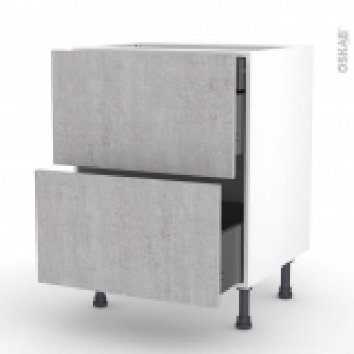 Meuble De Cuisine Casserolier Hoda Beton 2 Tiroirs 1 Tiroir A L Anglaise L60 X H70 X P58 Cm