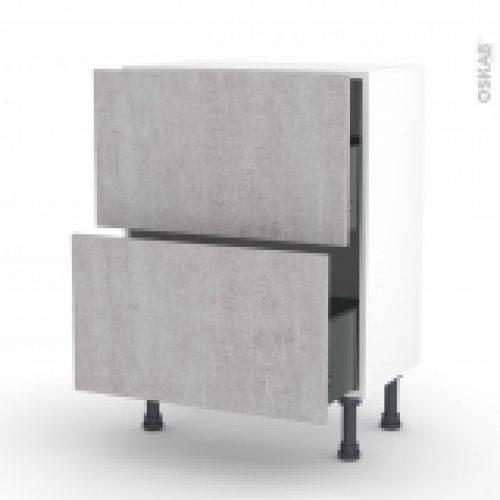 Meuble De Cuisine Casserolier Hoda Beton 2 Tiroirs L60 X H70 X P37 Cm