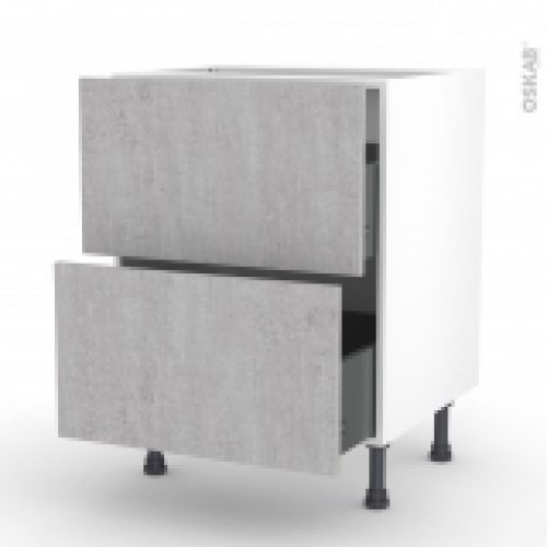 Meuble De Cuisine Casserolier Hoda Beton 2 Tiroirs L60 X H70 X P58 Cm