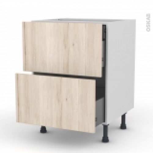 Meuble De Cuisine Casserolier Ikoro Chene Clair 2 Tiroirs 1 Tiroir A L Anglaise L60 X H70 X P58 Cm