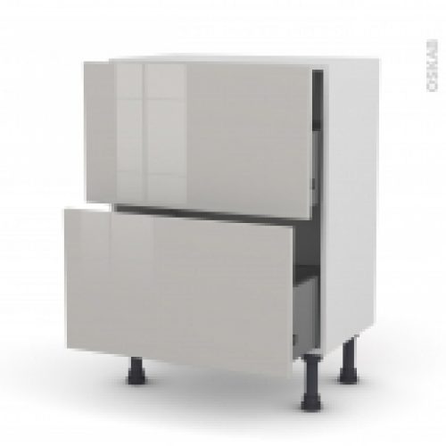 Meuble De Cuisine Casserolier Ivia Gris 2 Tiroirs L60 X H70 X P37 Cm