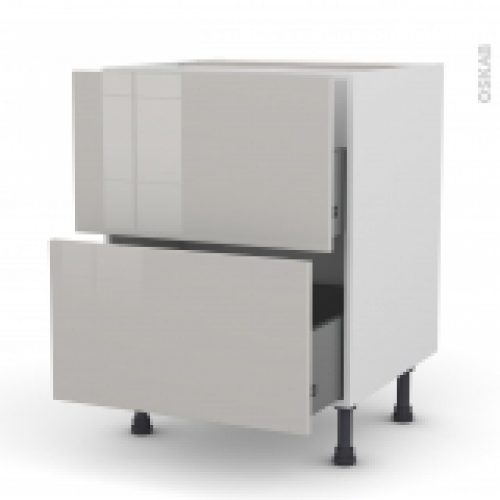 Meuble De Cuisine Casserolier Ivia Gris 2 Tiroirs L60 X H70 X P58 Cm