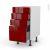 Meuble De Cuisine Casserolier Ivia Rouge 4 Tiroirs L40 X H70 X P58 Cm