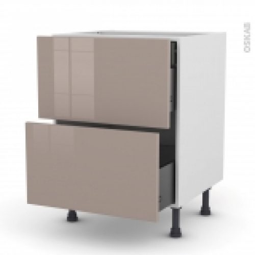 Meuble De Cuisine Casserolier Keria Moka 2 Tiroirs 1 Tiroir A L Anglaise L60 X H70 X P58 Cm