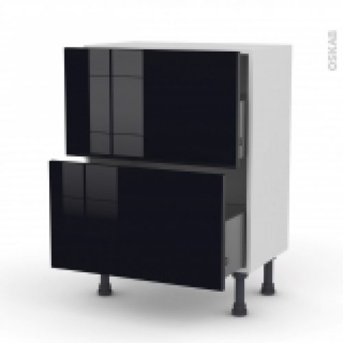Meuble De Cuisine Casserolier Keria Noir 2 Tiroirs L60 X H70 X P37 Cm