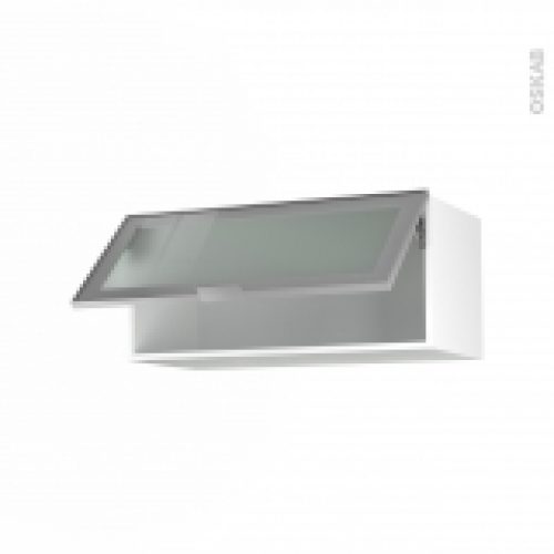 Meuble De Cuisine Haut Abattant Vitre Facade Alu 1 Porte L80 X H35 X P37 Cm Sokleo