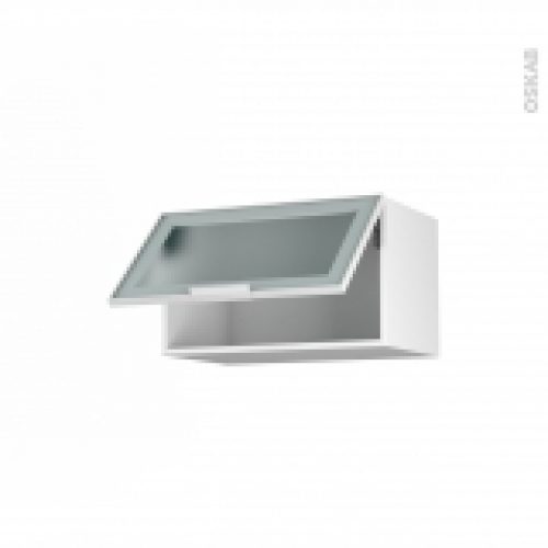 Meuble De Cuisine Haut Abattant Vitre Facade Blanche Alu 1 Porte L60 X H35 X P37 Cm Sokleo