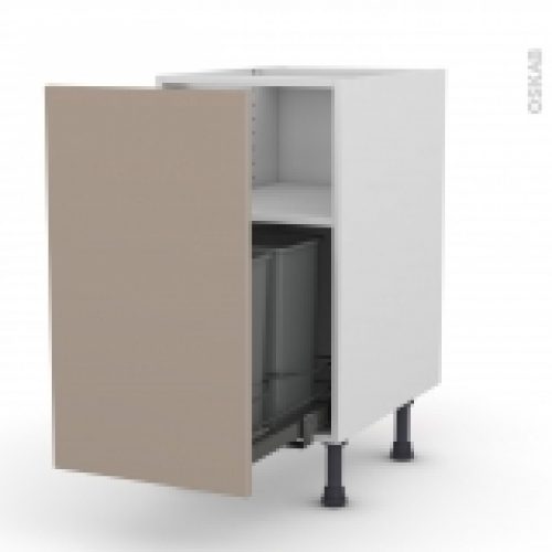 Meuble De Cuisine Poubelle Coulissante Ginko Taupe 1 Porte L40 X H70 X P58 Cm