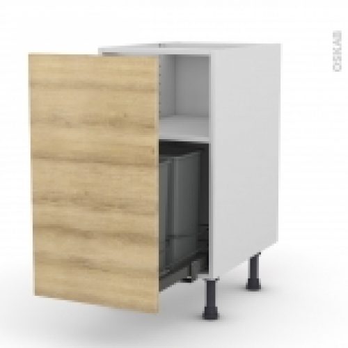 Meuble De Cuisine Poubelle Coulissante Hosta Chene Naturel 1 Porte L40 X H70 X P58 Cm