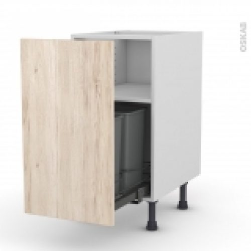 Meuble De Cuisine Poubelle Coulissante Ikoro Chene Clair 1 Porte L40 X H70 X P58 Cm