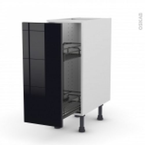 Meuble De Cuisine Range Epice Epoxy Keria Noir 1 Porte L30 X H70 X P58 Cm