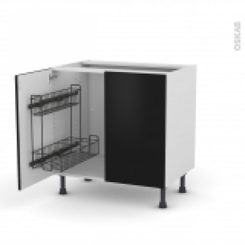 Meuble De Cuisine Sous Evier Ginko Noir 2 Portes Lessiviel L80 X H70 X P58 Cm