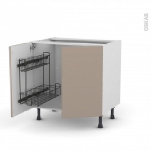 Meuble De Cuisine Sous Evier Ginko Taupe 2 Portes Lessiviel Poubelle Ronde L80 X H70 X P58 Cm