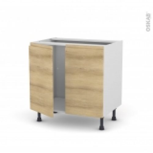 Meuble De Cuisine Sous Evier Ipoma Chene Naturel 2 Portes L80 X H70 X P58 Cm