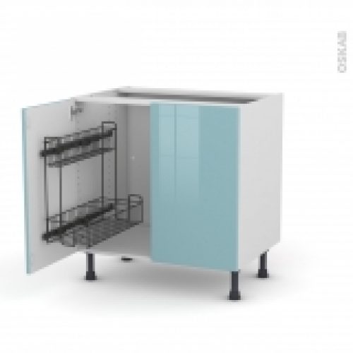 Meuble De Cuisine Sous Evier Keria Bleu 2 Portes Lessiviel L80 X H70 X P58 Cm