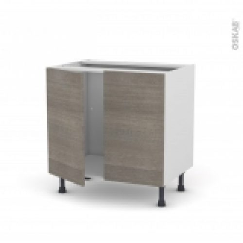 Meuble De Cuisine Sous Evier Stilo Noyer Naturel 2 Portes L80 X H70 X P58 Cm