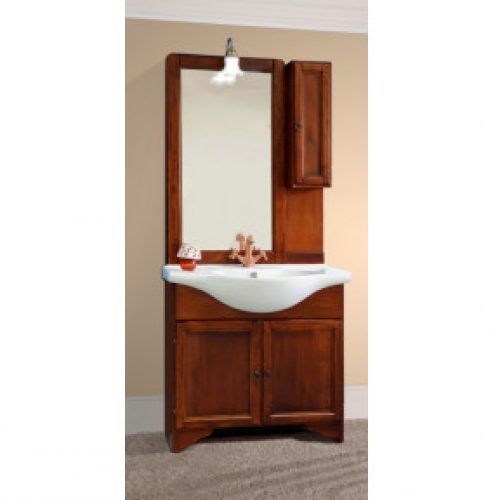 MEUBLE DE SALLE DE BAIN 85 CM ART PAUVRE BOIS NOYER FINITION NOYER