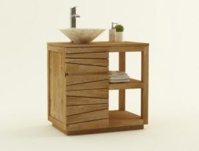 Meuble de salle de bain en teck TREVISE L80 cm