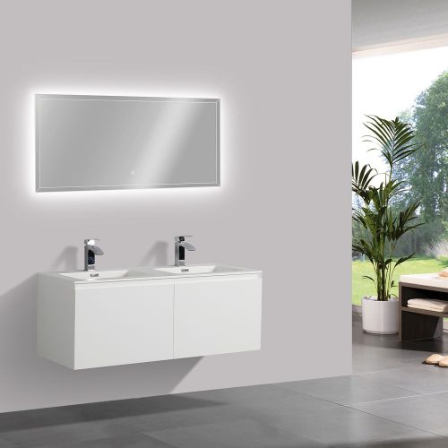 Meuble de salle de bain Luna 1200 blanc mat – Miroir en option