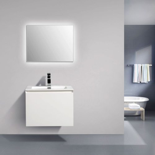 Meuble de salle de bain Luna 600 blanc mat – Miroir en option