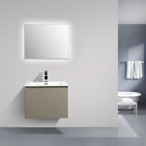 Meuble de salle de bain Luna 600 gris mat – Miroir en option