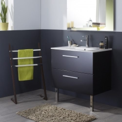 Meuble de salle de bain noir laqué…