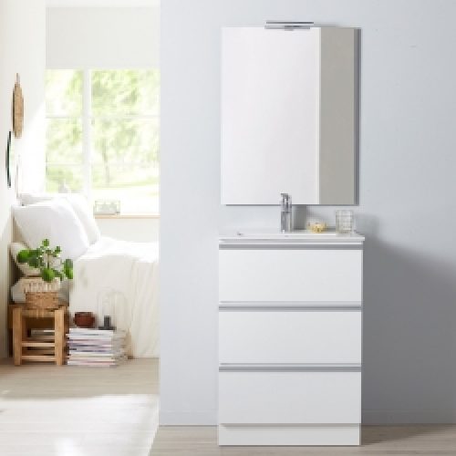 Meuble de salle de bain à poser blanc 60…