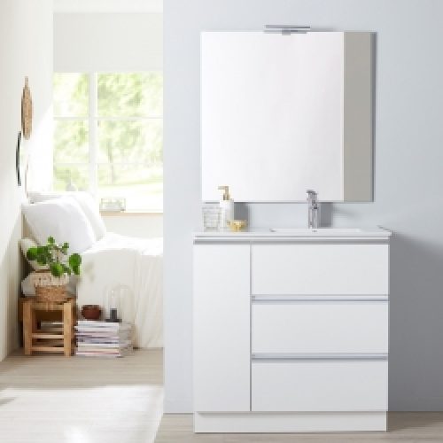 Meuble de salle de bain à poser Blanc…