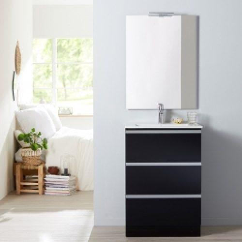 Meuble de salle de bain à poser noir…