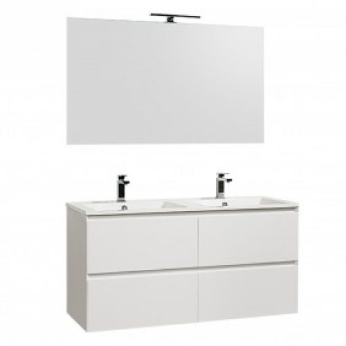 Meuble de salle de bains blanc – double vasque – 120 cm – Sia