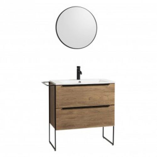 Meuble de salle de bains – et miroir – 80 cm Lux  – plan résine