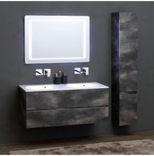 MEUBLE DE SALLE DE BAINS MODULABLE AVEC LAVABO DOUBLE 120 CM