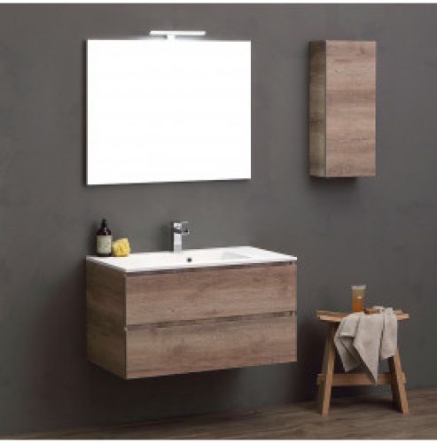 MEUBLE DE SALLE DE BAINS MODULABLE SUSPENDU AVEC LAVABO MAT 90 CM