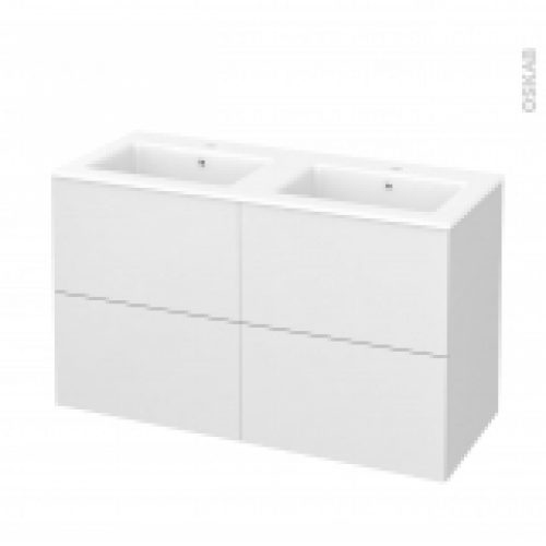 Meuble De Salle De Bains Plan Double Vasque Naja Ginko Blanc 4 Tiroirs Cotes Decors L1205 X H715 X P505 Cm