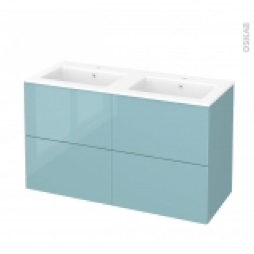 Meuble De Salle De Bains Plan Double Vasque Naja Keria Bleu 4 Tiroirs Cotes Decors L1205 X H715 X P505 Cm