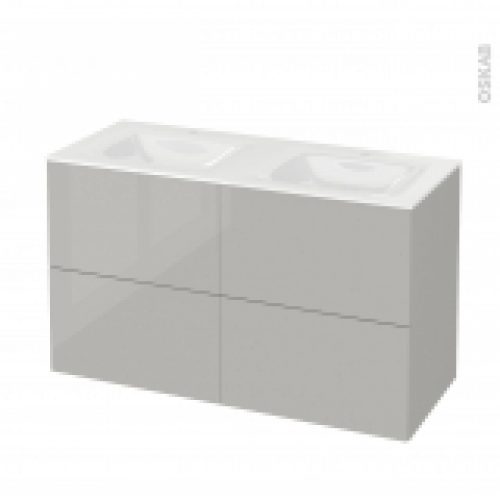 Meuble De Salle De Bains Plan Double Vasque Vala Ivia Gris 4 Tiroirs Cotes Decors L1205 X H712 X P505 Cm
