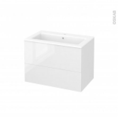 Meuble De Salle De Bains Plan Vasque Naja Bora Blanc 2 Tiroirs Cotes Decors L805 X H585 X P505 Cm