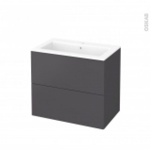 Meuble De Salle De Bains Plan Vasque Naja Ginko Gris 2 Tiroirs Cotes Decors L805 X H715 X P505 Cm