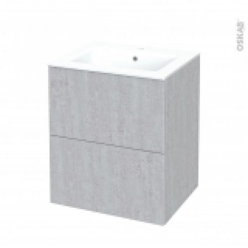 Meuble De Salle De Bains Plan Vasque Naja Hoda Beton 2 Tiroirs Cotes Decors L605 X H715 X P505 Cm