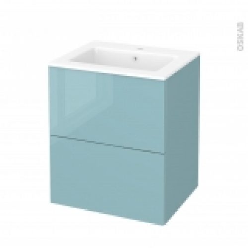 Meuble De Salle De Bains Plan Vasque Naja Keria Bleu 2 Tiroirs Cotes Decors L605 X H715 X P505 Cm