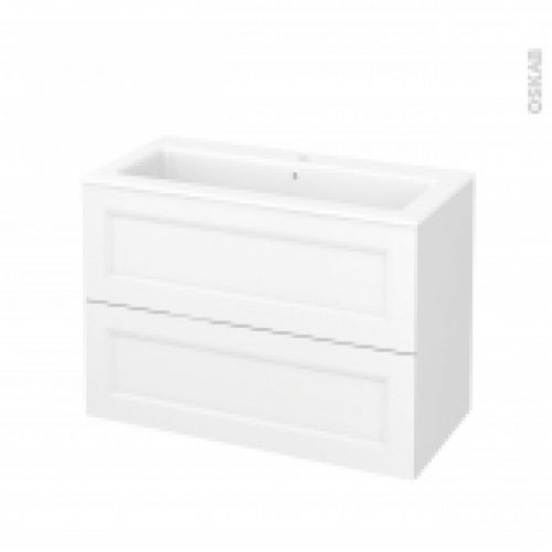 Meuble De Salle De Bains Plan Vasque Naja Static Blanc 2 Tiroirs Cotes Decors L1005 X H715 X P505 Cm
